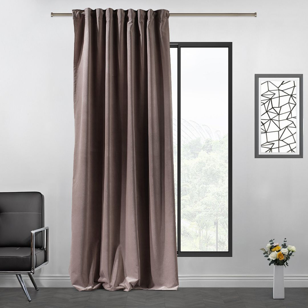 Lilijan Home & Curtain Extra Long & Extra Wide Matte Velvet Curtain Panel 18 ROSE TAUPE 260cm Width x 265cm Drop