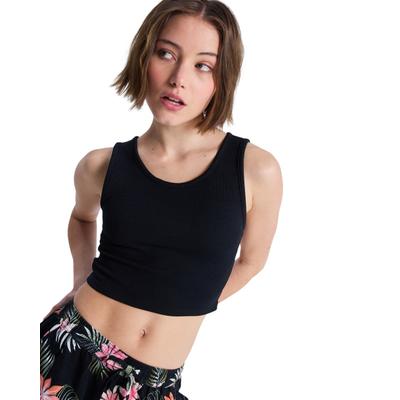 Crop-Top ROXY "Good Keepsake", Damen, Gr. XL, grau (anthrazit), Obermaterial:97% Polyester, 3% Elasthan., Tops