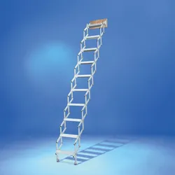 Wellhöfer Scherentreppe mit Stirnbrett senkrecht für Wandmontage Dachbodentreppe, 241-269 cm
