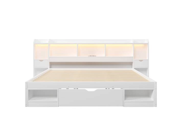 Lit plateforme en pin blanc 180x200 cm