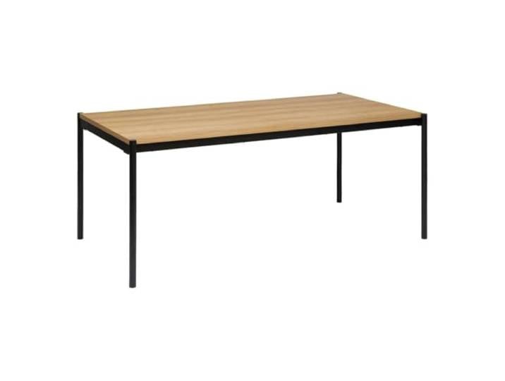 Atmosphera Interior Designer – Rechteckiger Esstisch Aldea Beige, 8 Sitzplätze, Eichenoptik, schwarzes Gestell, Glatte Oberfläche, Mattes Finish