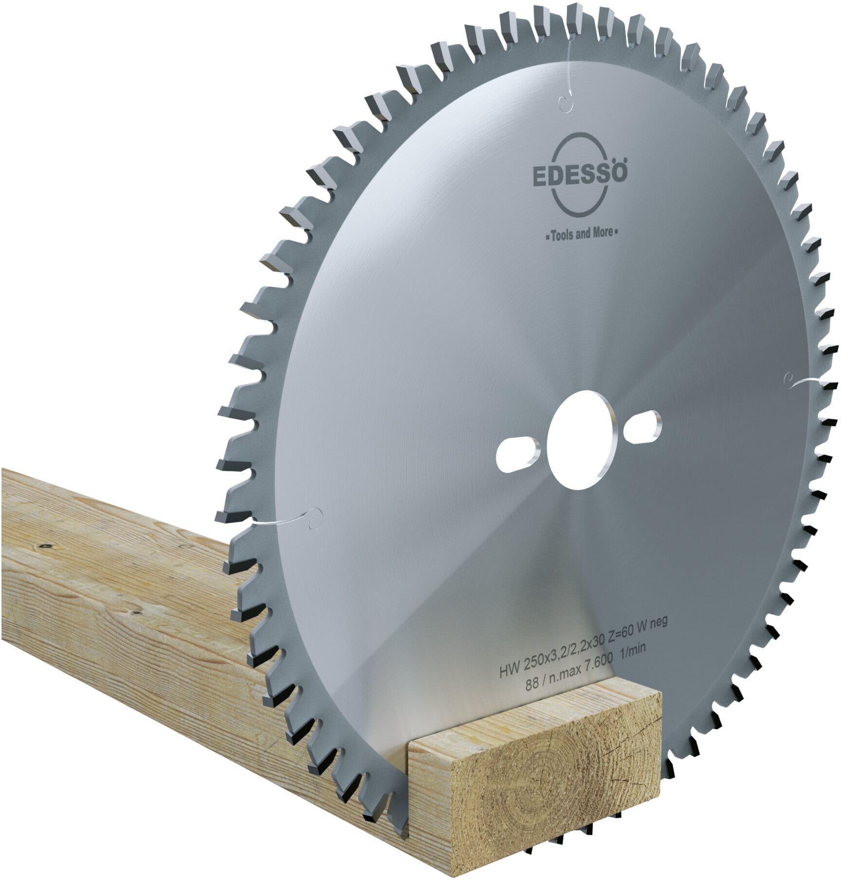 EDESSÖ Kreissägeblatt Präzision Fertigschnitte Wechselzahn negativer Spanwinkel Mehrzahn, HW 250x3,2/2,2x30 Z=60 W neg (45425030)