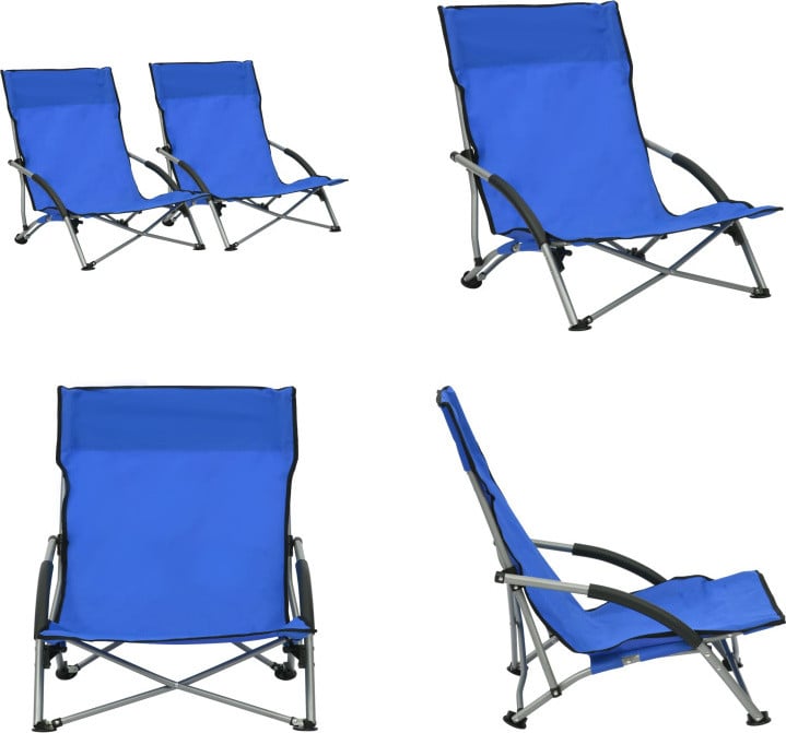 vidaXL Set van 2 Opvouwbare Strandstoelen, Blauw