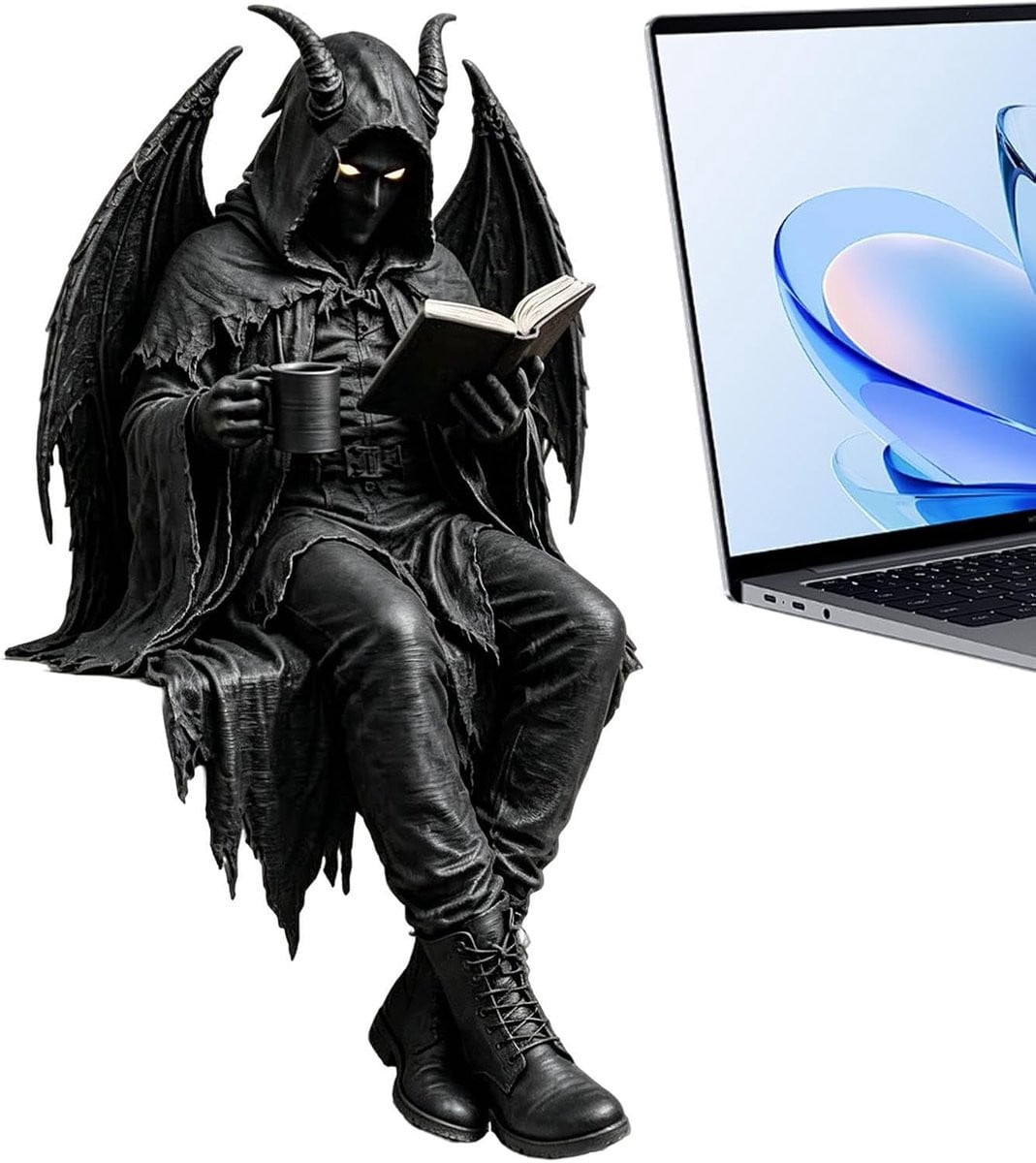 Gothic Decoratie Beeld - Spookachtig Hars Figuur - Zwart - Breedte: 12 cm
