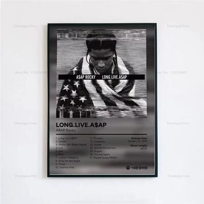 Inspired Finds ASAP Rocky Testing Album Cover Canvas Poster Aesthetic Wall Art long Live Asap Alt 15.75x19.69in No Frame