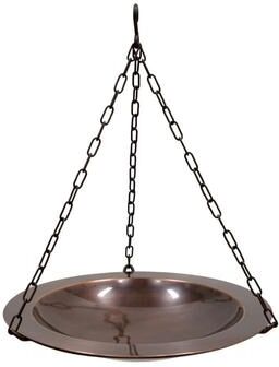 "Achla Designs 18""Dia. Round Antique Finished Classic Copper Hanging Birdbath w/Roman Bronze Wrought Iron Hanger"
