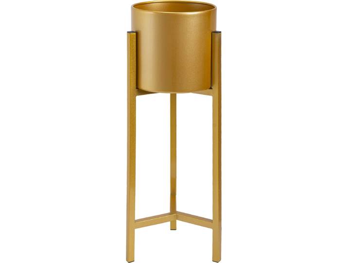 QUVIO Plantenstandaard binnen – Plantensteunen metaal - Plantenstandaard – Plantensteun – Bloempothouder – Plantenstandaard metaal – Binnen – Plantenrekken – Plantenhouders -22x22x60 cm – Metaal – Goud - S