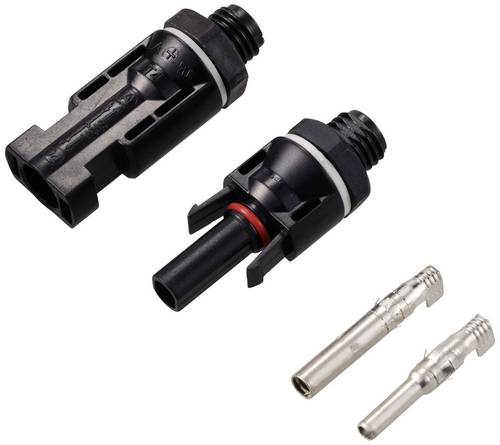 TRU COMPONENTS 1 Paar Solarstecker/Buchse für 4/6mm Solarkabel TC-12195632 Schwarz Inhalt: 2St.