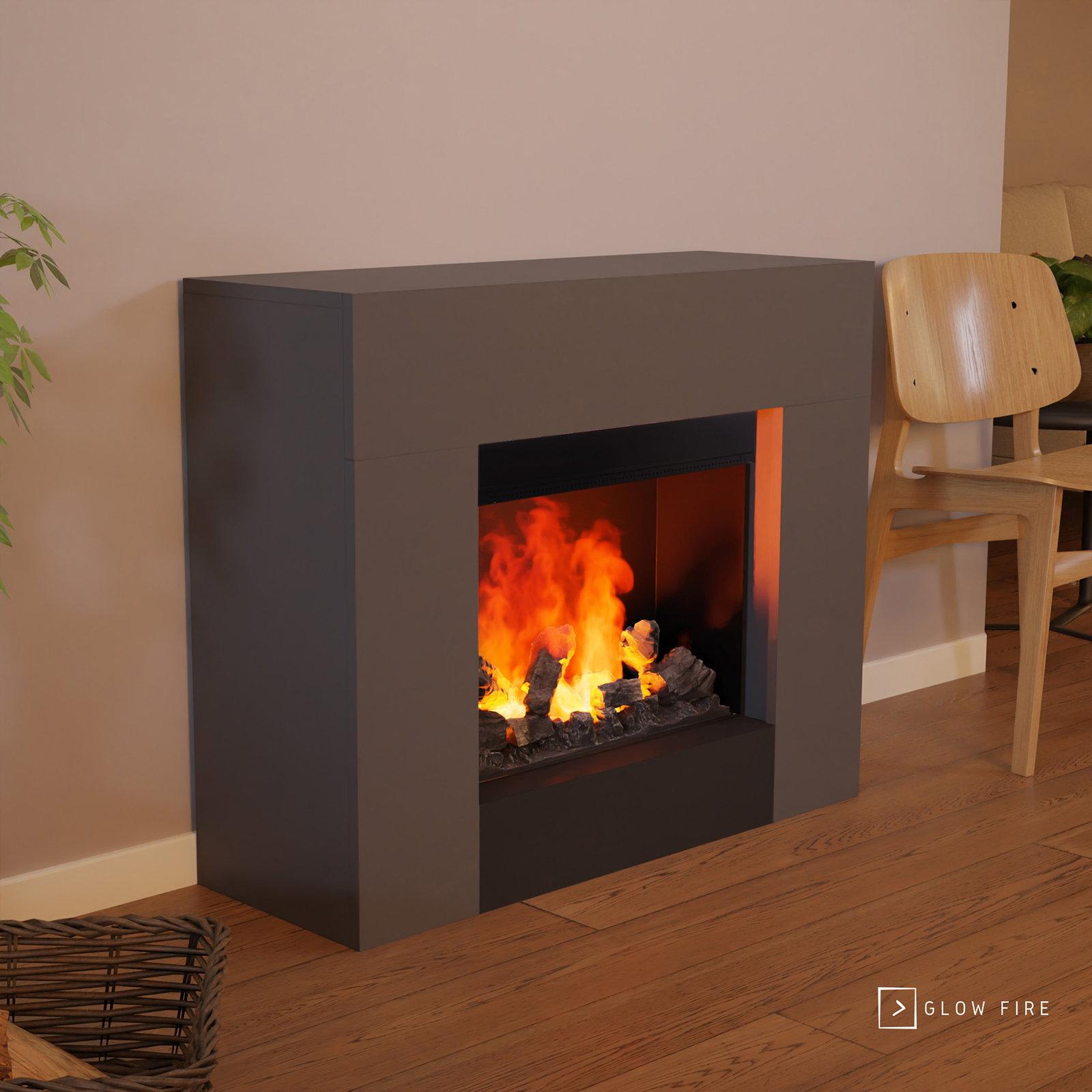 GLOW FIRE Elektrokamin 'Kronos Opti Myst' | Wasserdampf Kamin mit Heizung inkl. Holz in schwarz als Standkamin| HxBxT: 90x120x40 cm