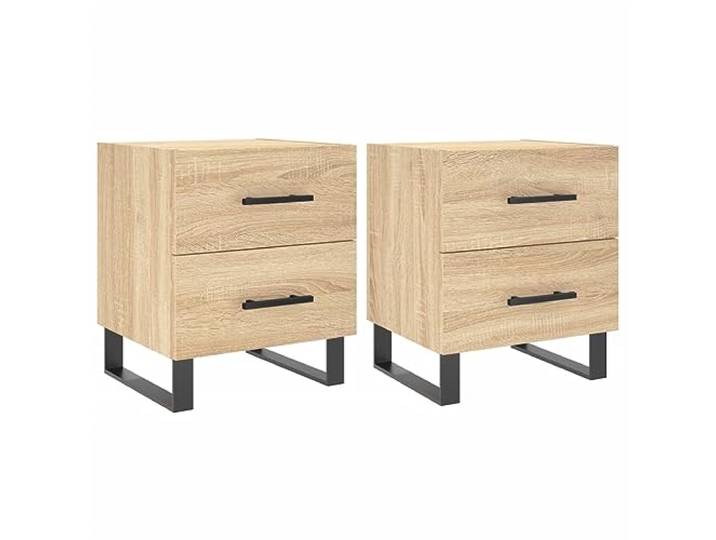 LMTYOENFG Nachttisch 2er Set Sonoma-Eiche 40x35x47,5 cm Beistelltisch Praktisches 2er-Set fürs Schlafzimmer: Geschlossene Schubladen und robuste Eisenbeine schaffen Ordnung.