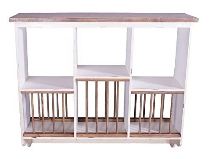 Landhausmöbel Geschirrregal Paris Holz Vintage Look Creme weiß Geschirr Regal - Landhaus