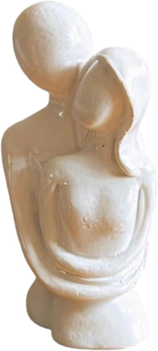 Abstract Beeldje Koppel Sculptuur Wit Hoogte: 12 cm