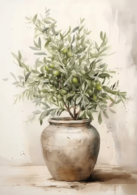 Inspire Curations Retro Olive Tree & Lemon Canvas Poster Vintage Botanical Kitchen & Home Wall Art 2507291242 50x70cm
