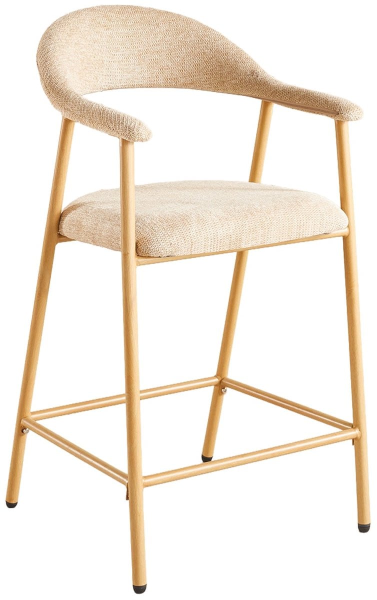 Lizzely Garden & Living Barkruk Japandi Mika lichtbruin minimalistische barstoel in Japanse stijl