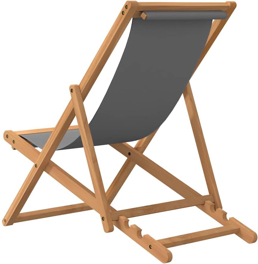 vidaXL Chaise pliante en teck massif gris