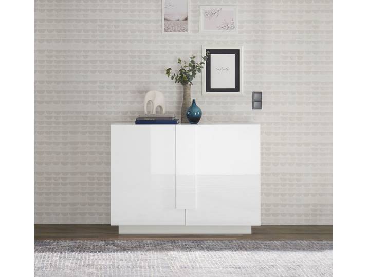 Sideboard HOME AFFAIRE Jupiter, Breite 121 cm, Kommode 2 Türen - Soft Closing, Anrichte , weiss (weiß hochglanz lack), B:121cm H:90cm T:44cm, Sideboards, Sideboard, moderne Griffblende, FSC, cleveres Stauraumkonzept