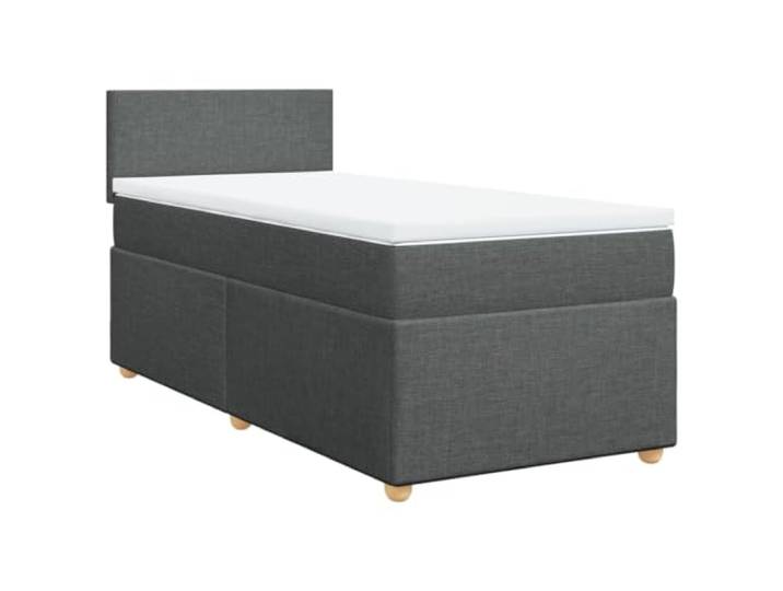 PUGYNBK Boxspringbett, 80 x 200 cm, mit Taschenfederkernmatratze Weiches Polyestergewebe, waschbarer Matratzenschoner, Latten, Dunkelgrau