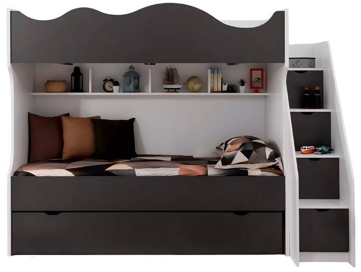 Xlmoebel Etagenbett Grau lackiertes Kinderbett mit zeitgemäßem Design und Langlebigkeit (1-St., Kinderbett), Hergestellt in Europa