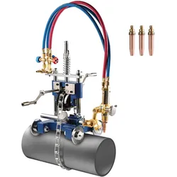 VEVOR Manuelle Rohrschneidemaschine, 5–50,8 mm dicke Rohranfasmaschine mit Kette, 0°-45° einstellbarer Winkel-Gasschneidemaschine mit 3 Spitzen, tragbarer Brenner-Anfas-Gasschneider