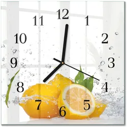 WANDUHR aus Glas 30x30 cm - Zitronen