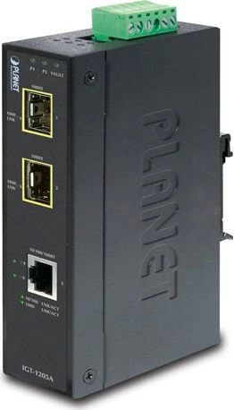 Planet Technology Co IP30 10/100/1000T to 2-Port 100/1000X SFP Gbit Conv.