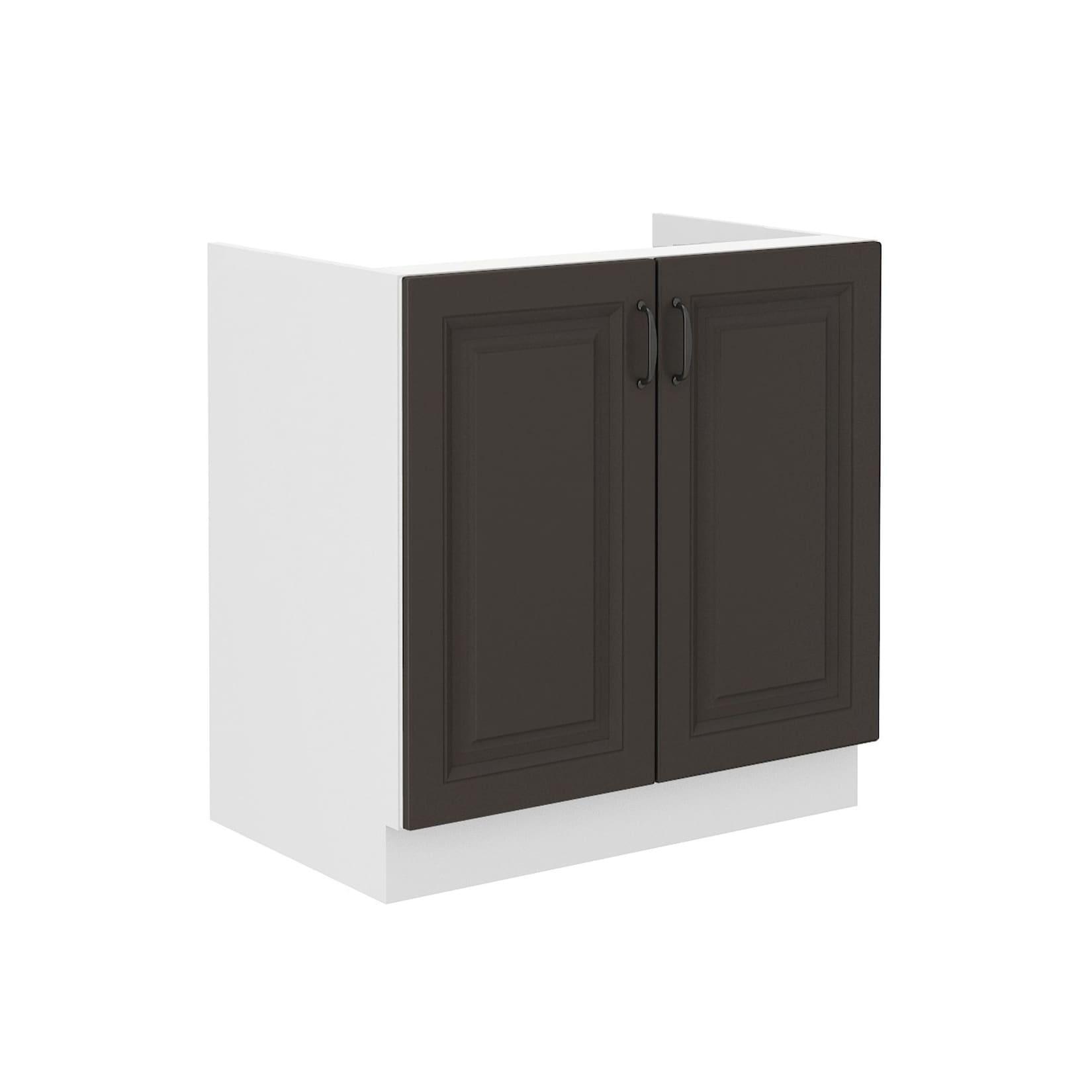 Spülenschrank 80 cm Stilo Grau + Weiss Küchenzeile Küchenblock Küche Einbauküche