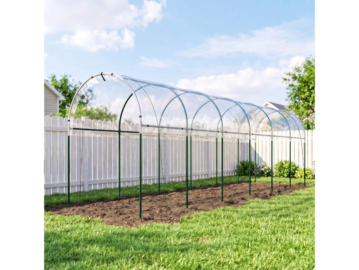 Outsunny Serre Tomates 7 Arceaux Acier/Plastique 6x1,23x1,71m