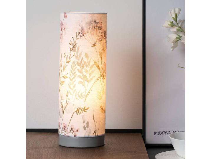 Lampe Flowery Romance 11 x 31 x 11cm Beige/Gris Lin LED E14