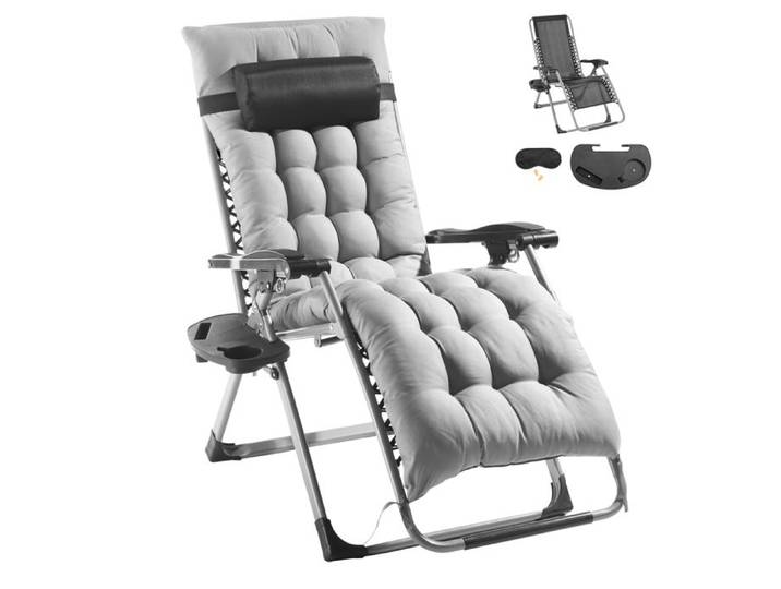 Chaise Zéro Gravité - DUOKU - 26 Pouces - Supporte 500 lb - Réglable - Gris