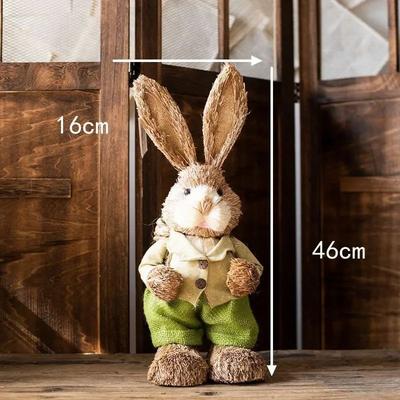 Inspired Living Handcrafted Straw Rabbit Easter Decoration Rustic Bunny Ornament For Home & Garden 10