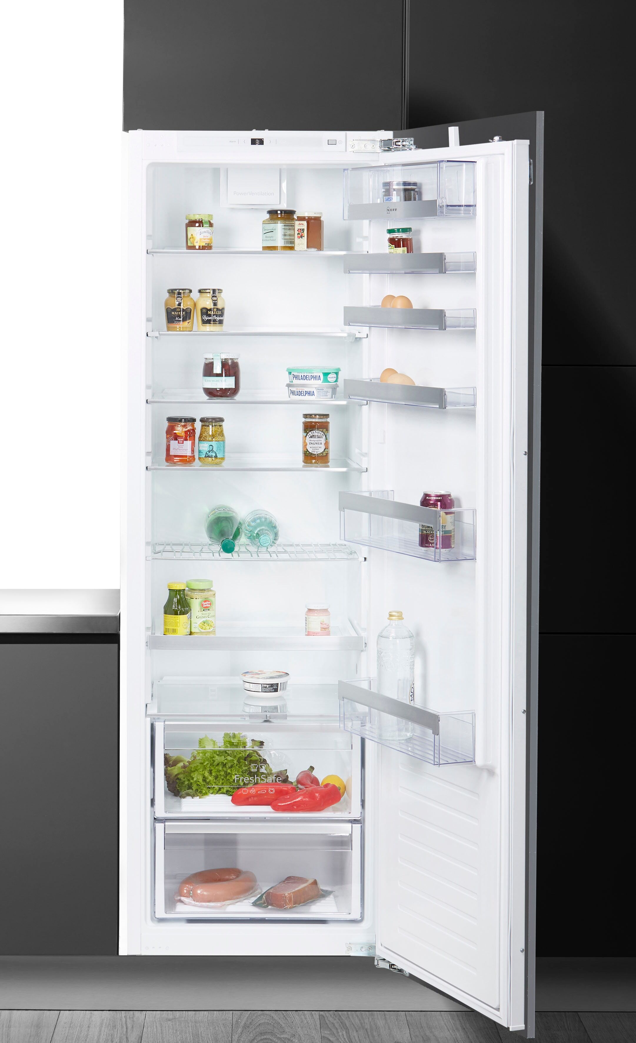NEFF Einbaukühlschrank "KI1813FE0", Energieeffizienz: E, weiß, Rechtsanschlag, wechselbar, Kühlschränke, Fresh Safe: Schublade für flexible Lagerung von Obst & Gemüse, Einbaukühlschrank