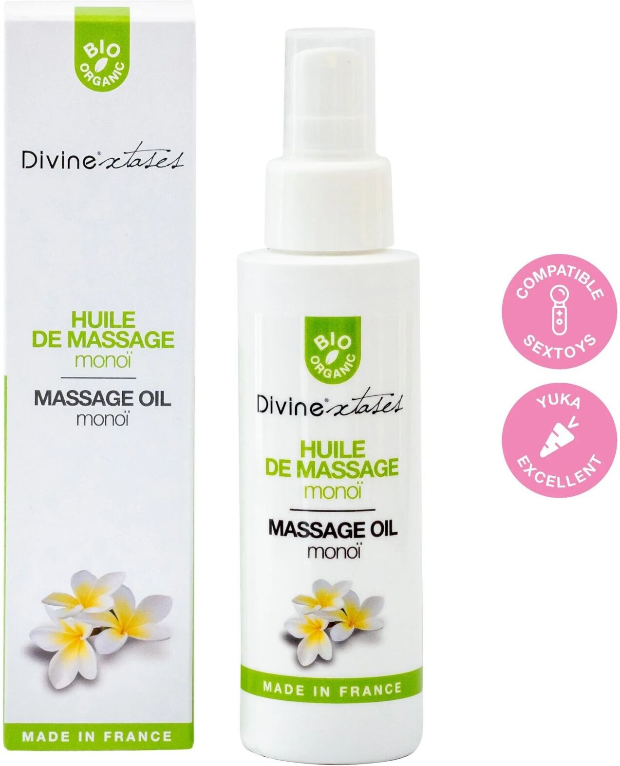 Divinextases Huile de Massage Bio Monoï - 100 ml