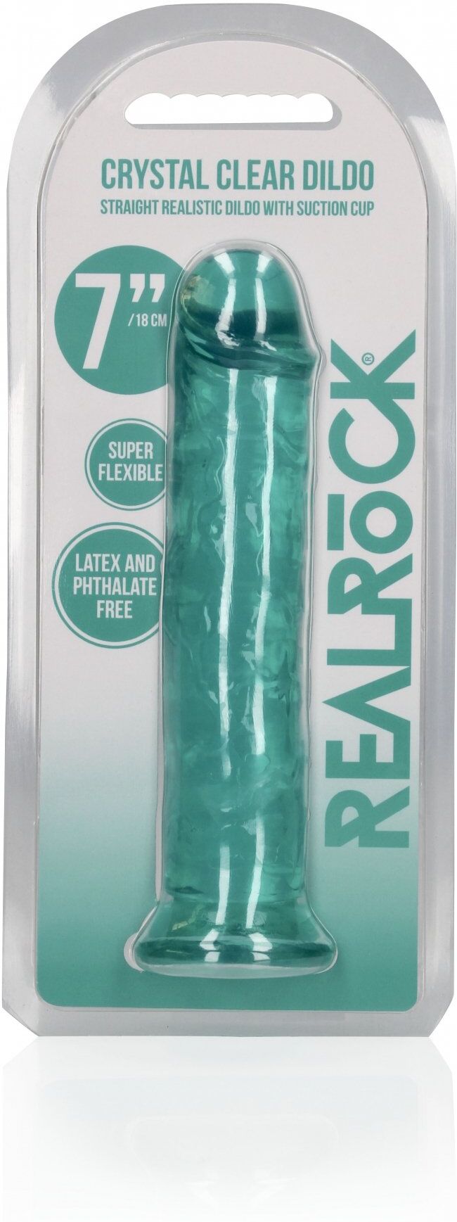 RealRock Realiste Dildo Jelly Suction Cup - 18 cm - Turquoise
