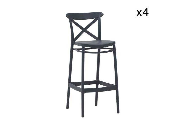 Lot de 4 tabourets en polypropylène anthracite