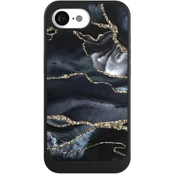 Nivocase Hülle für Apple iPhone 16e Handyhülle NIVOcore Case Schwarz Glitzer Look Marmor Trends (Apple iPhone 16e), Smartphone Hülle, Schwarz