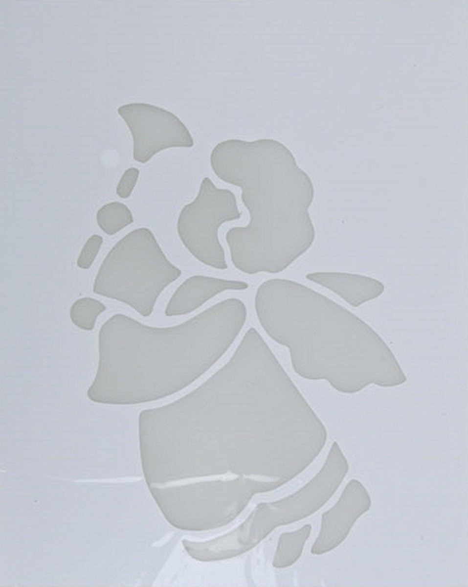 Bellatio Decorations Kerst raamsjabloon Engel met bel - Wit - 35 cm
