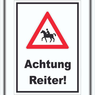 HB-Druck Achtung Reiter Aufkleber A8 (52x74mm)