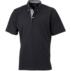 James & Nicholson Men ́s Plain Polo-Shirt, black/black/white, 2XL