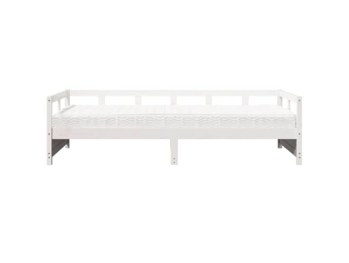 KTHLBRH Schlafsofa mit Matratze, weiß, 90 x 200 cm, Kiefernholz 2 in 1, 22D PU-Schaumstoff, Lattenrost, 2 Matratzen inklusive, für Gäste