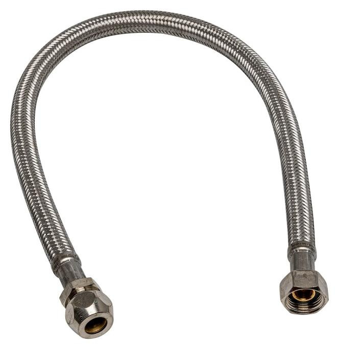 Megabad Sturotec flexibele slang met 3/8 inch schroefdraad en 10 mm krimpfitting, lengte 50 cm