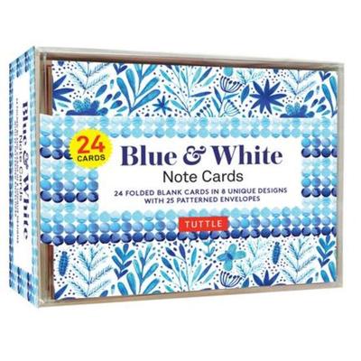 Blue & White Note Cards, 24 Blank Cards