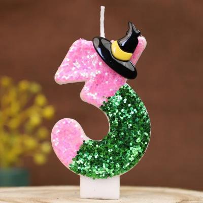 Inspired Finds Pink And Green Witch Theme Number Birthday Candle For Halloween And Party Cakes 3