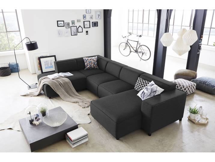 Wohnlandschaft OTTO HOME Bulky U-Form , grau (anthrazit), B:324cm T:195cm, Sofas, Wohnlandschaft, in U-Form und XXL Sitzfläche, modular aufgebaut