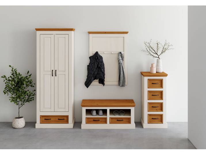 Kommode GOODPRODUCT Selma , weiss (weiß, gebeizt), B:45cm H:100cm T:40cm, FSC-zertifiziertes Massivholz, Sideboards, Kommode