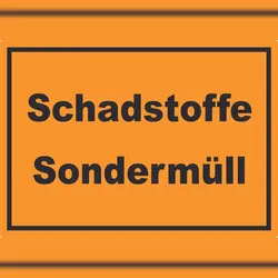 HB-Druck Schadstoffe Sondermüll Mülltrennung Aufkleber mit Text A0 (841x1189mm)