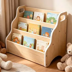 Relaxdays Tragbares Kinder-Bücherregal Tisch Hellbraun