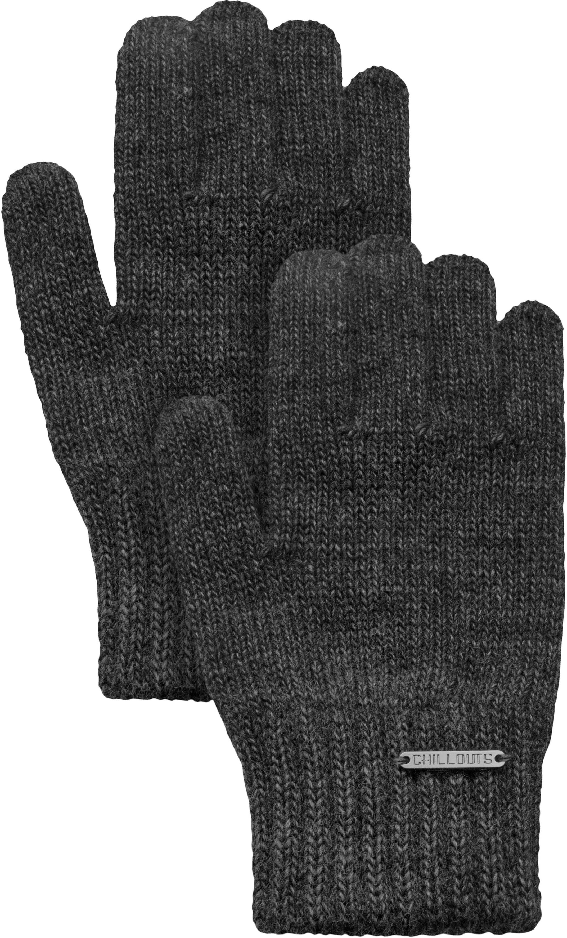 Strickhandschuhe CHILLOUTS "Jamila Glove", Damen, grau (dunkelgrau melange), Feinstrick, Materialmix, meliert, Handschuhe Strickhandschuhe, Fingerhandschuhe, gestrickt dunkelgrau melange Einheitsgröße