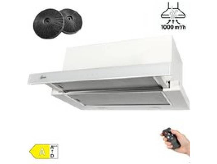Hotte encastrable 60 cm blanche GURARI GCH B 117WH60 PRIME N+filtre à charbon Hotte aspirante télescopique Touch Control 1000m³/h