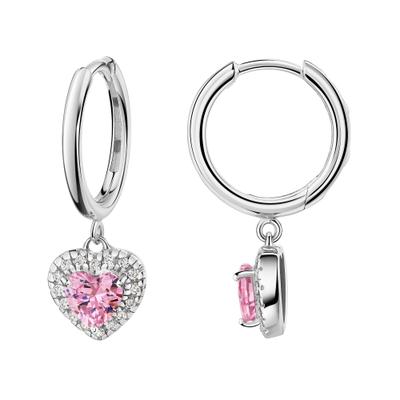 Paar Creolen FIRETTI "Schmuck Geschenk Silber 925 Ohrschmuck Ohrringe Herz", pink (silberfarben, kristallweiß, pink, kristallweiß, pink), Ohrringe, Damen, Silber 925 (Sterlingsilber), mit Zirkonia (synth.)