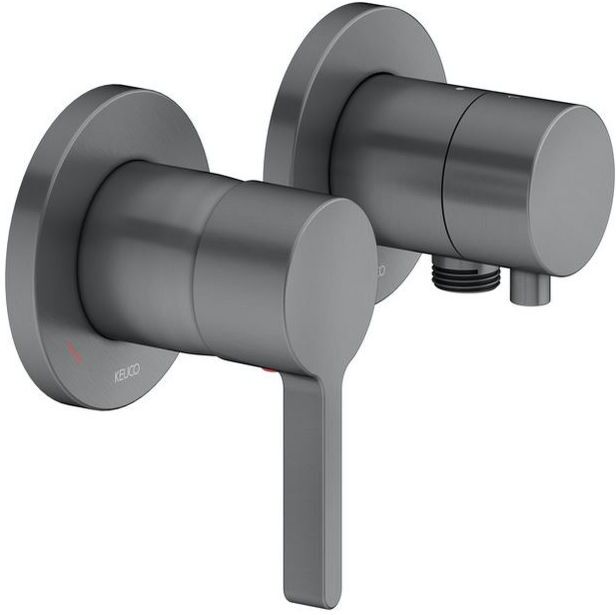 Keuco Edition 400 Brausearmatur 51551131121 schwarzchrom gebürstet, Unterputzarmatur, für 2 Verbraucher, inklusive Wandanschlußbogen